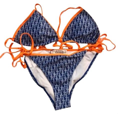 dior bikini blau orange|vintage christian dior swimsuits.